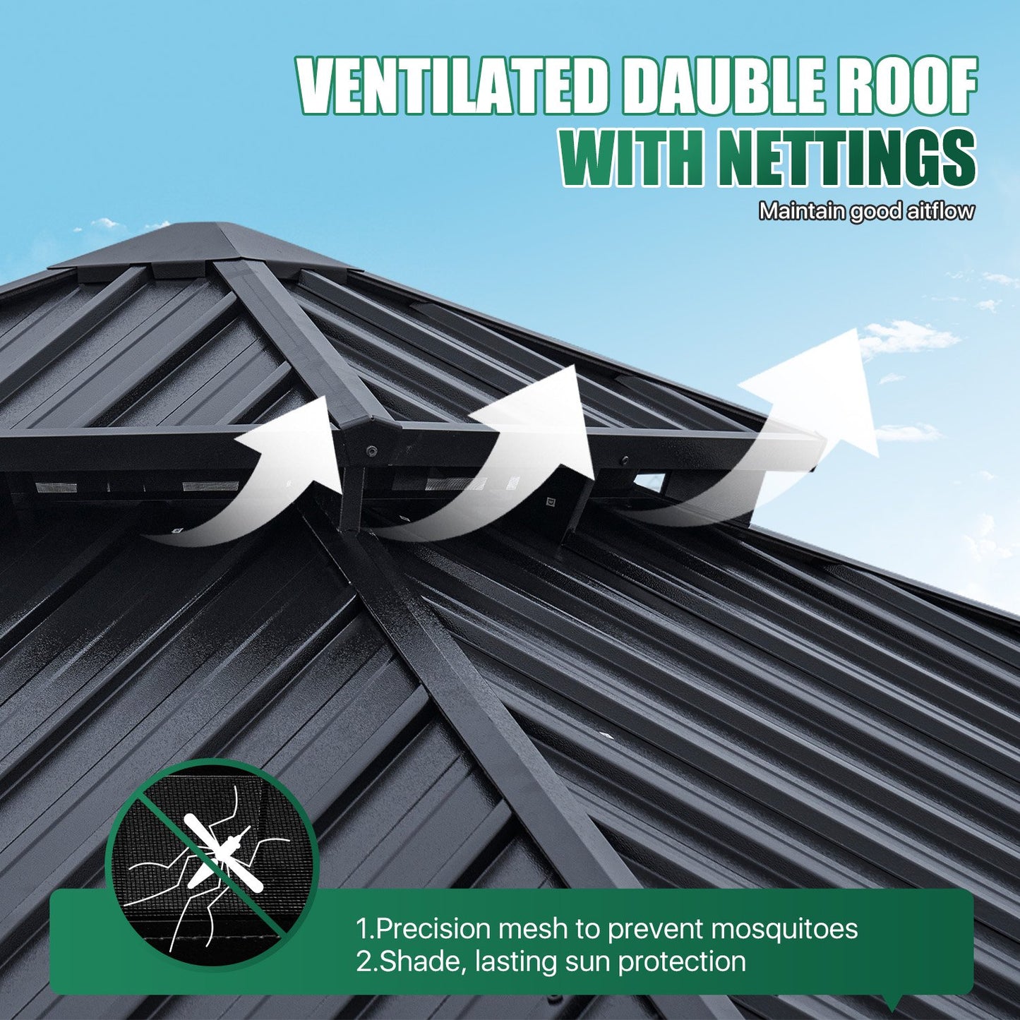 Clouddwell 12' x 12' Gazebo for Patio, Gazebo Pergola with Sloped Roof, Large Wall-Mounted Heavy Duty Awnings, for Deck, Patio and Backyard