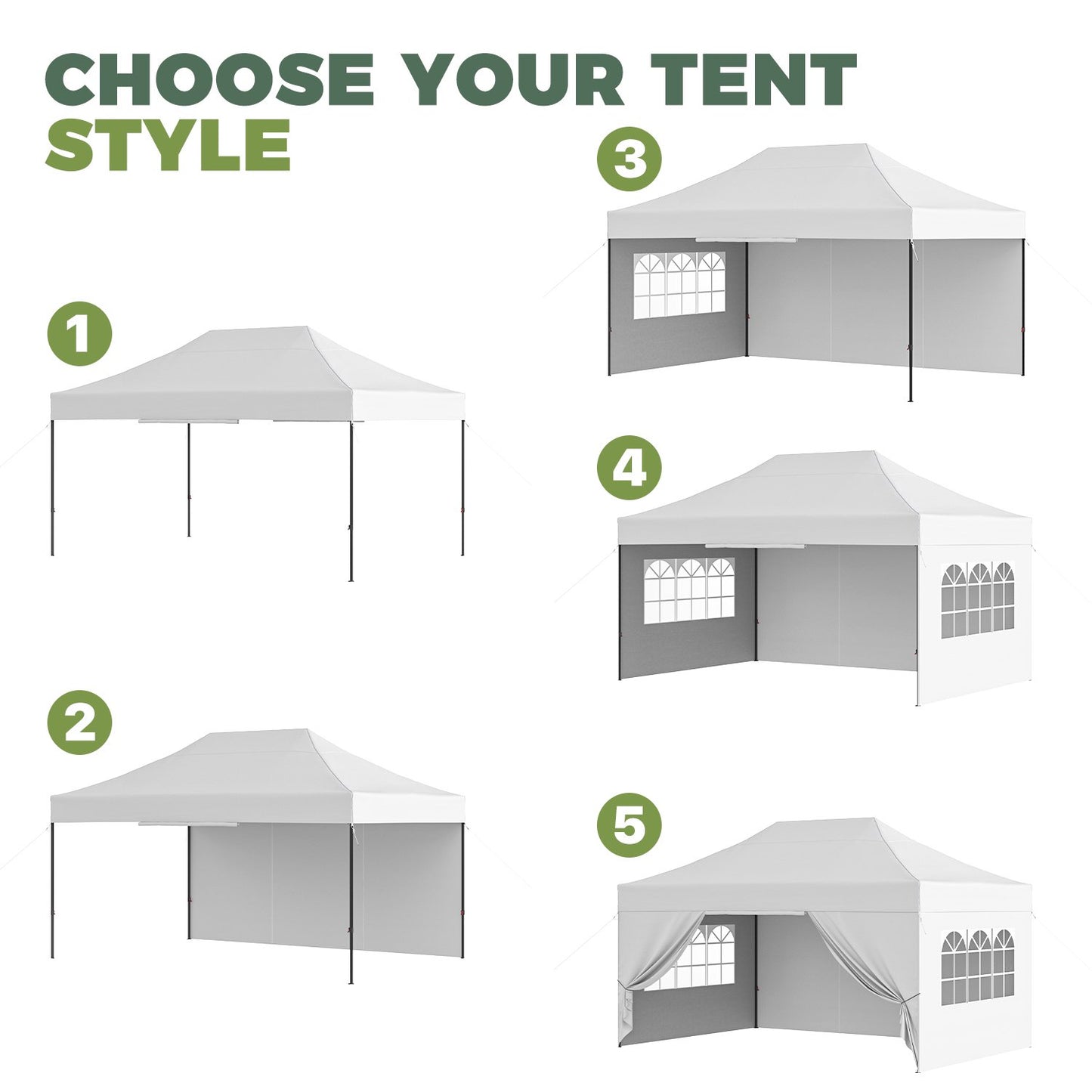 Clouddwell 10'x15' Pop Up Canopy Tent with Removable Sidewalls, Adjustable Height Instant Outdoor Canopy, Portable Sun Shade Shelter with 4 Sandbags, Easy Setup for Events, Parties, White