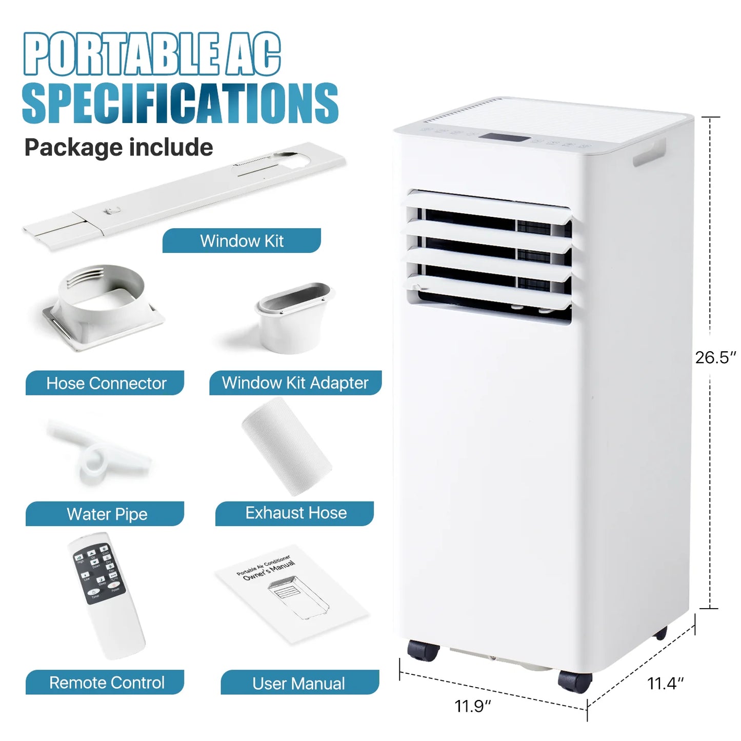 YardCache 10000 BTU Portable Air Conditioners, 3-1 Standing Smart Cooling AC , APP/Remote, Cooling, Dehumidifier and Fan, Automatic Unit for Bedroom, 55dB Quiet, Portable AC for Room Indoors