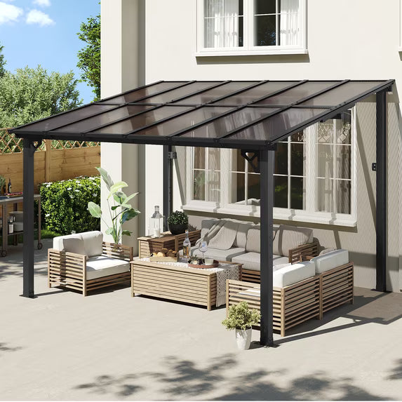 Aoxun 10' x 12' Gazebo for Patio, Large Wall-Mounted Heavy Duty Awnings, Gazebo Pergola with Sloped Roof, for Backyard, Deck, Patio
