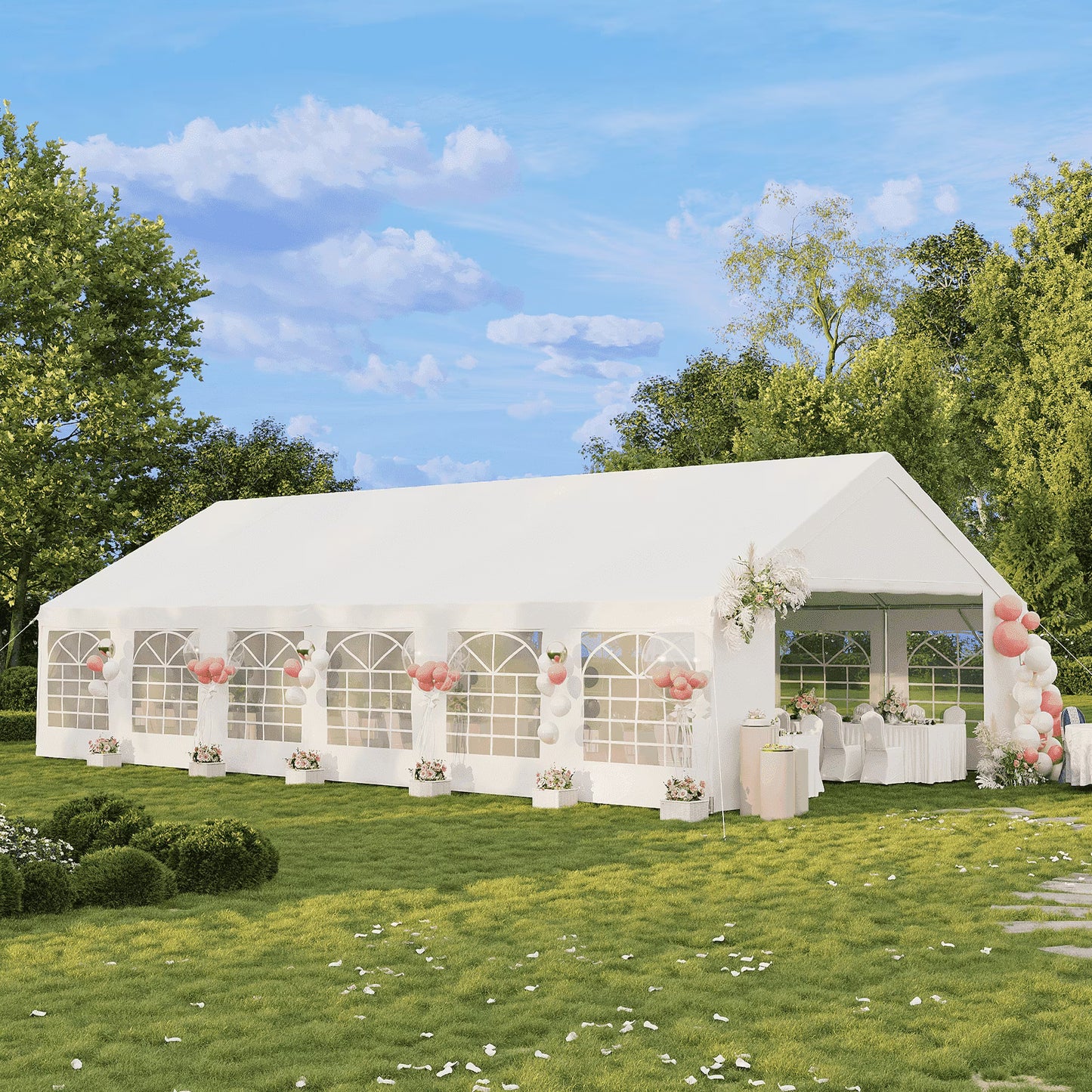 Sunmthink 20x40 Party Tent, Wedding & Event Tents for Party with Removable Sidewalls &Roll-up Door, Heavy-Duty Steel Frame for Outdoor Weddings, Birthday Parties, Camping