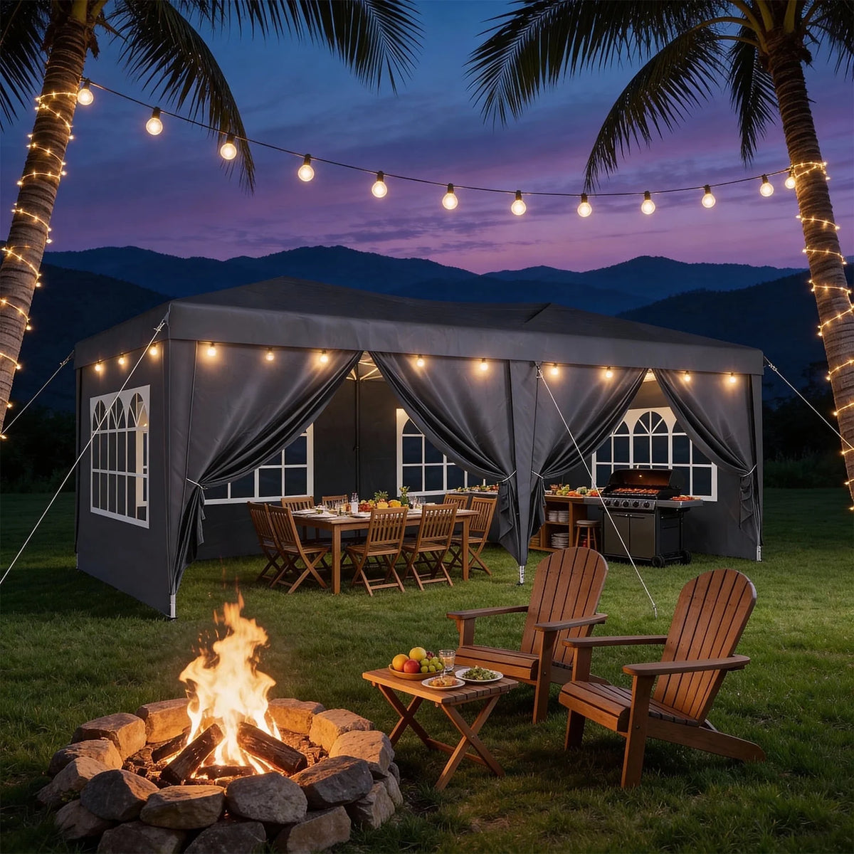 ClouDDwell 10x20ft Pop up Canopy, Party Tent with 3 Adjustable Heights, Tents for Party, Instant Shelter Canopy with 6 Removable Sidewalls For Parties, Weddings, Gray