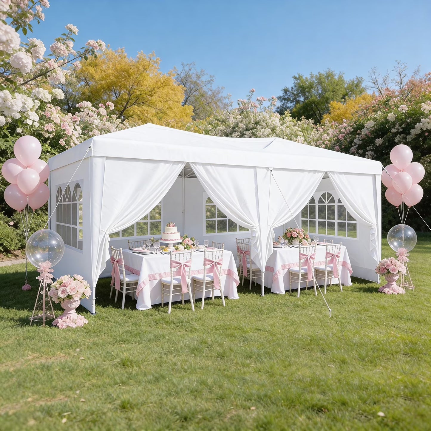 ClouDDwell Pop up Canopy, Party Tent, 10x20 ft. Portable Outdoor Event, Instant Shelter Canopy with 6 Removable Sidewalls and 1 Carry Bag, White