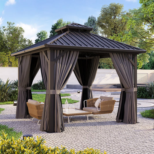 Clouddwell 10' x 10' Gazebo for Patio, Gazebo Pergola with Sloped Roof, Large Wall-Mounted Heavy Duty Awnings, for Deck, Patio and Backyard,Gray