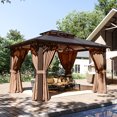 Clouddwell 10x12 FT All-Weather Hardtop Gazebo with Polycarbonate Roof & Built-in LED Fan, Permanent Aluminum Pavilion for Patio and Garden