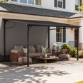 Clouddwell 10x12 FT Black Aluminum Hardtop Canopy, Wall-Attached Outdoor Patio Cover with Slanted Roof for Garden and Backyard Shade
