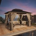 Clouddwell 12x10 FT Hardtop Aluminum Gazebo with Steel Roof, Screens & Curtains for Patio, Deck Outdoor Shade Pavilion