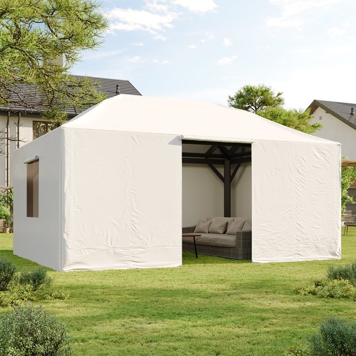 Clouddwell 16'x12' Hardtop Winter Gazebo Cover - All-Weather Waterproof Enclosed Storage with Sidewalls & Screens, White (Gazebo Not Included)