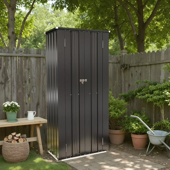 Clouddwell 2.5×1.5ft Outdoor Storage Cabinet Metal Garden Shed with 3 Layer Indoor