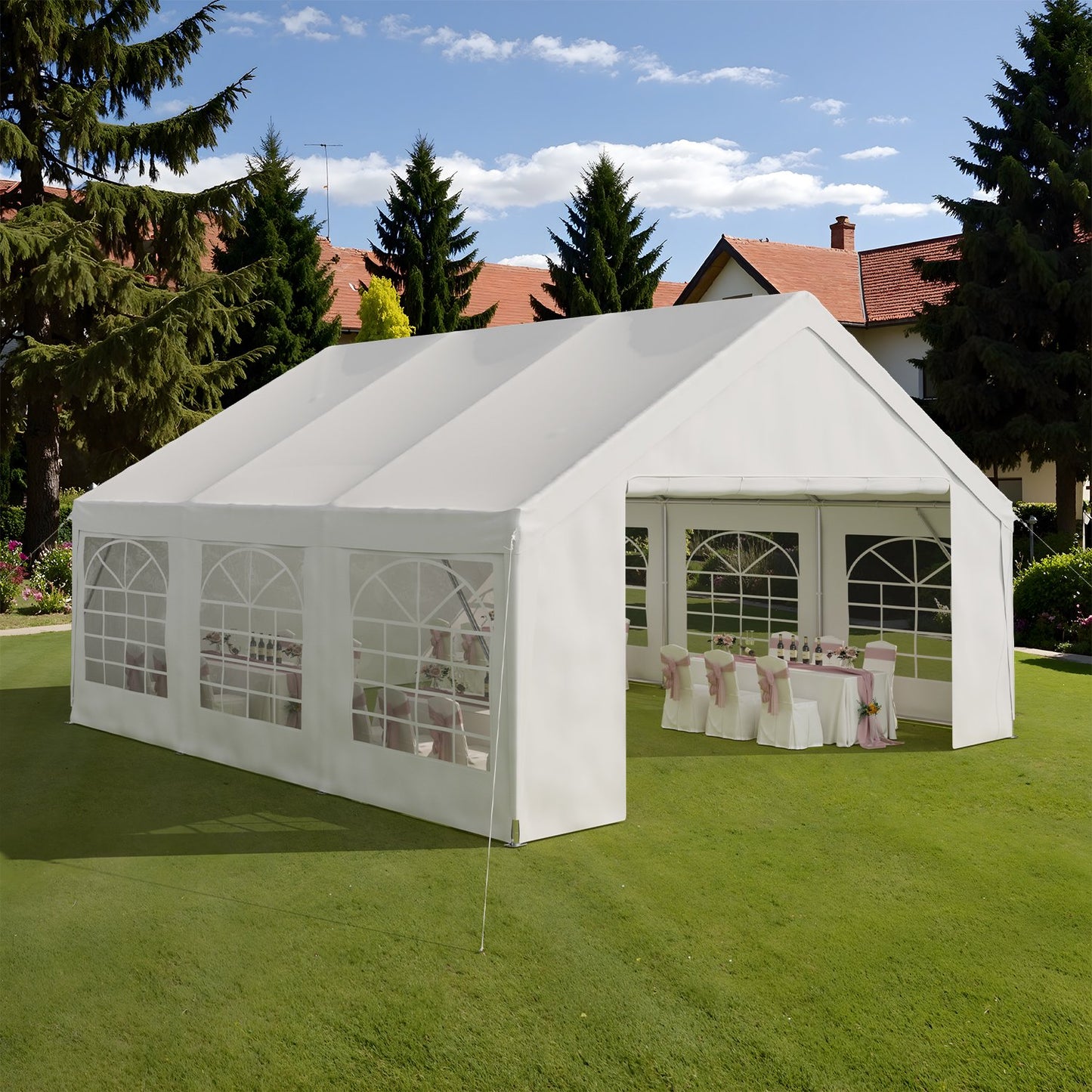 Clouddwell 20*20FT Party Tent,Heavy Duty Outdoor Awning Tent,with Removable Sidewalls, Commercial Wedding Big Tent,Carport, BBQ,UV 50+, Waterproof, White