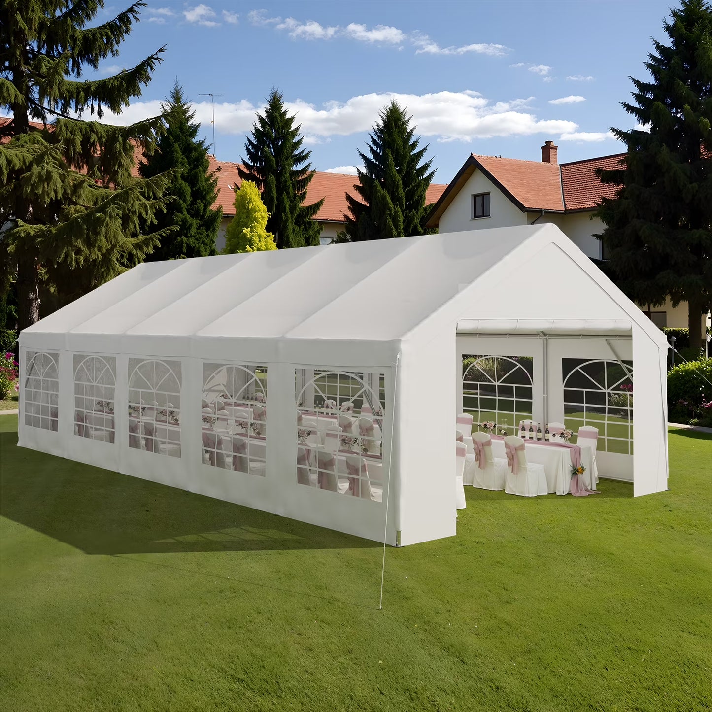 Clouddwell 32*16FT Party Tent,Heavy Duty Outdoor Awning Tent,with Removable Sidewalls, Commercial Wedding Big Tent,Carport, BBQ,UV 50+, Waterproof, White