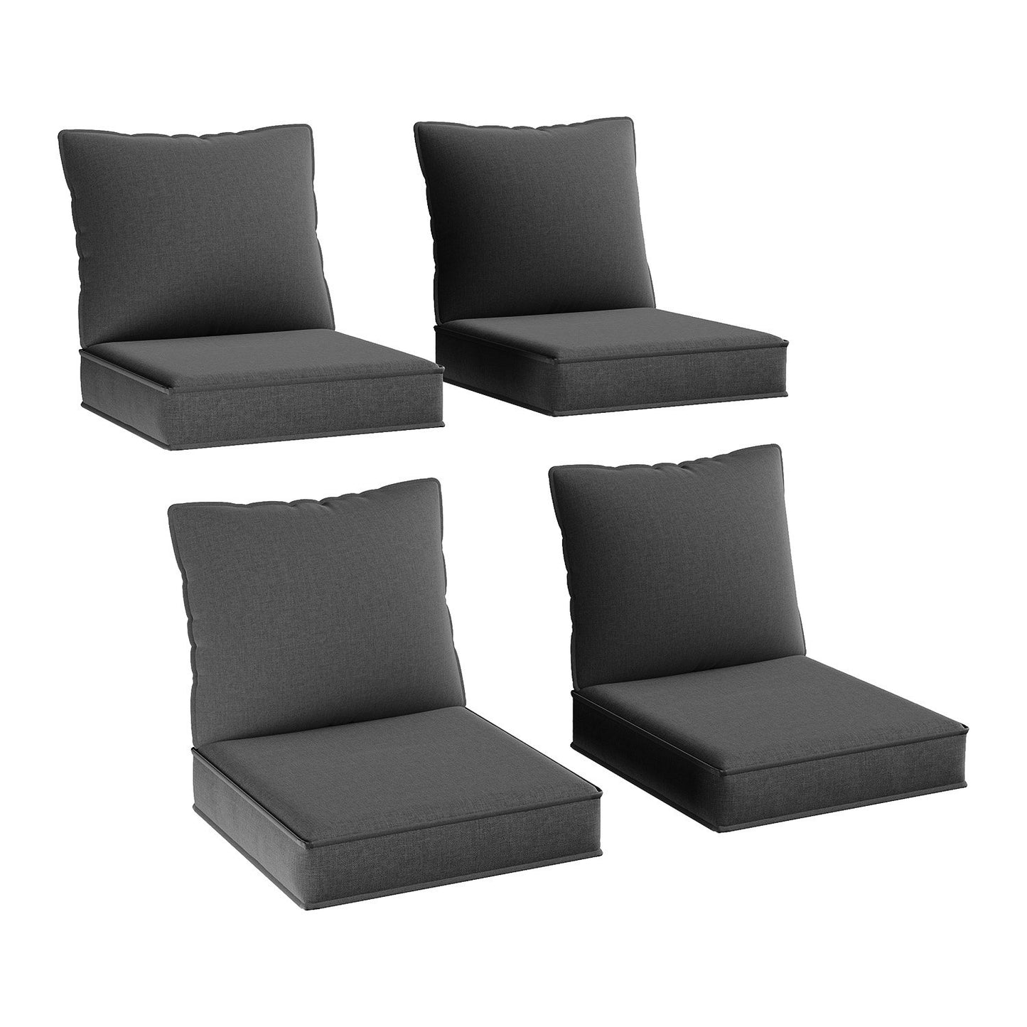 Clouddwell 4-Piece Premium Outdoor Cushion Set, 20x22x4 Inches High-Resilience Waterproof Cushions for 4-Seat Wicker Sectional(Dark Grey)