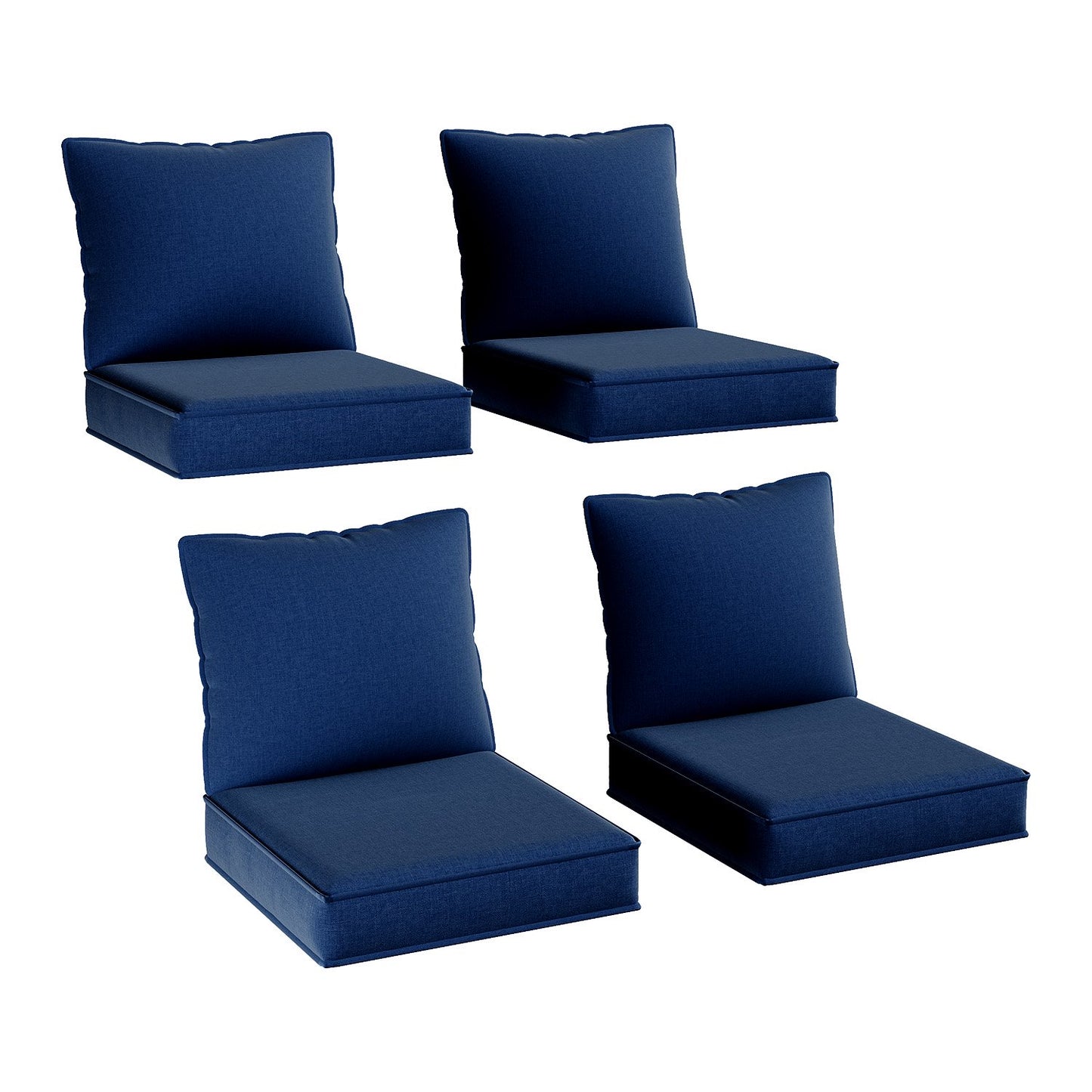 Clouddwell 4-Piece Premium Outdoor Cushion Set, 20x22x4 Inches High-Resilience Waterproof Cushions for 4-Seat Wicker Sectional(Navy Blue)