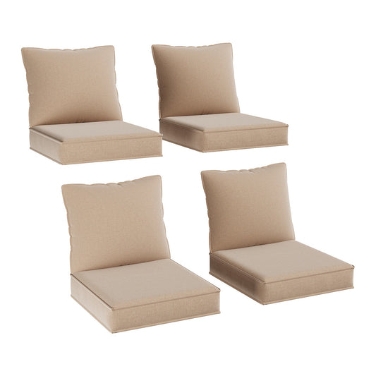 Clouddwell 4-Piece Premium Outdoor Cushion Set, 20x22x4 Inches High-Resilience Waterproof Cushions for 4-Seat Wicker Sectional(Off-White)