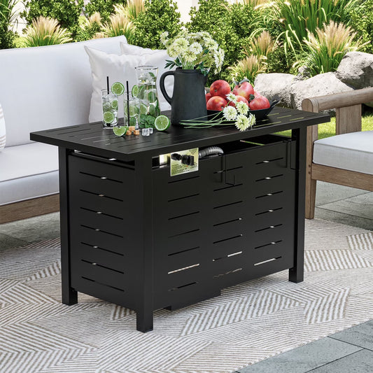 Clouddwell 40" Black Propane Fire Pit Table, 50,000 BTU Outdoor Gas Firepit with Lava Rocks, Removable Lid & Waterproof Cover for Patio Black