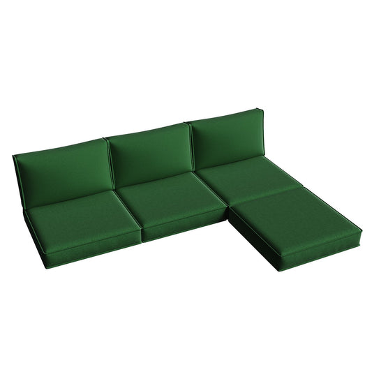 Clouddwell 7-Piece Outdoor Cushion Set for 4-Seat Wicker Sectional - Waterproof, High-Resilience Foam(Black Green)