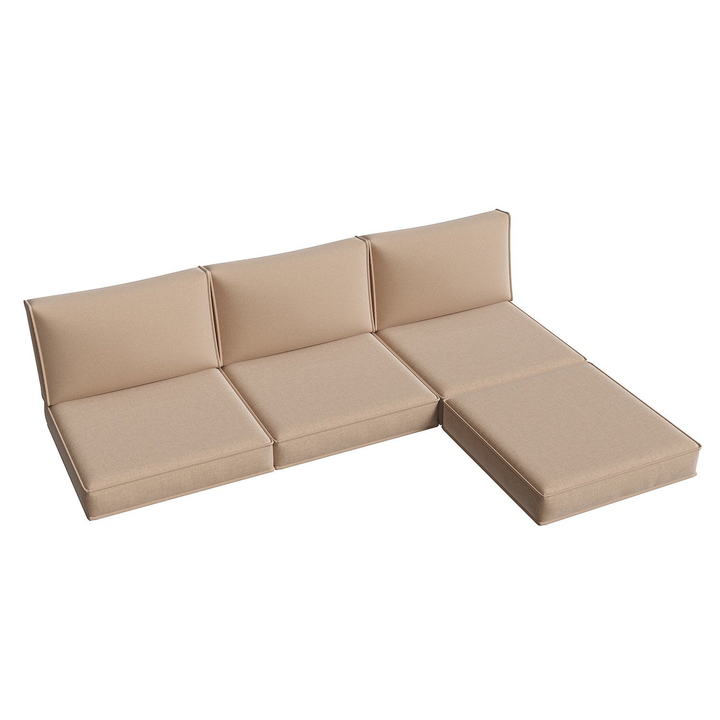 Clouddwell 7-Piece Premium Outdoor Cushion Set, High-Resilience Waterproof Cushions for 4-Seat Wicker Sectional(Off-White)