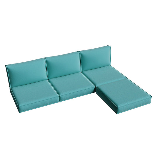 Clouddwell 7-Piece Premium Outdoor Cushion Set, High-Resilience Waterproof Cushions for 4-Seat Wicker Sectional(Sky Blue)