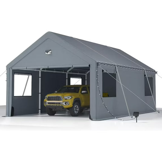 Clouddwell Car Ports 12x20 Heavy Duty,Carports with Sidewalls,Carport Canopy All Weather,Grey