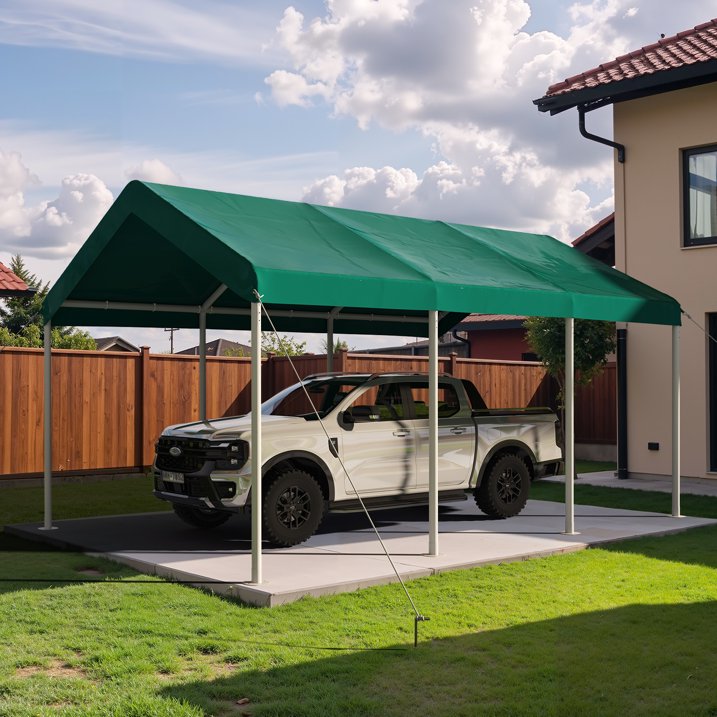 Clouddwell Carport 10x20 FT Heavy-Duty Portable Carport, Outdoor Car Canopy Shelter with Waterproof Tarp & Wind Resistant Design, Galvanized Steel Frame for Vehicle, RV, Boat, Truck Cover (Green)