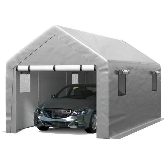 Clouddwell Carport 10x20 ft Heavy Duty with Roll-up Windows, Portable Garage with Removable Sidewalls & Doors