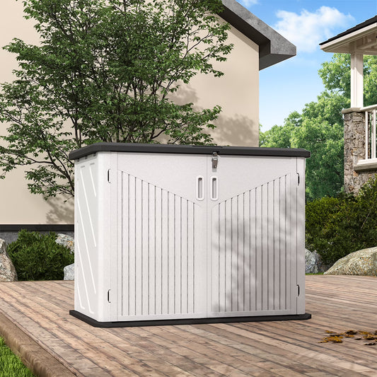 Clouddwell Outdoor Storage Shed, 35 Cu.Ft Vertical Storage Sheds with Floor, Waterproof Resin Cabinet for Garage Storage, Pool Storage, Bike Shed, Garden Shed, Outdoor Storage(White)