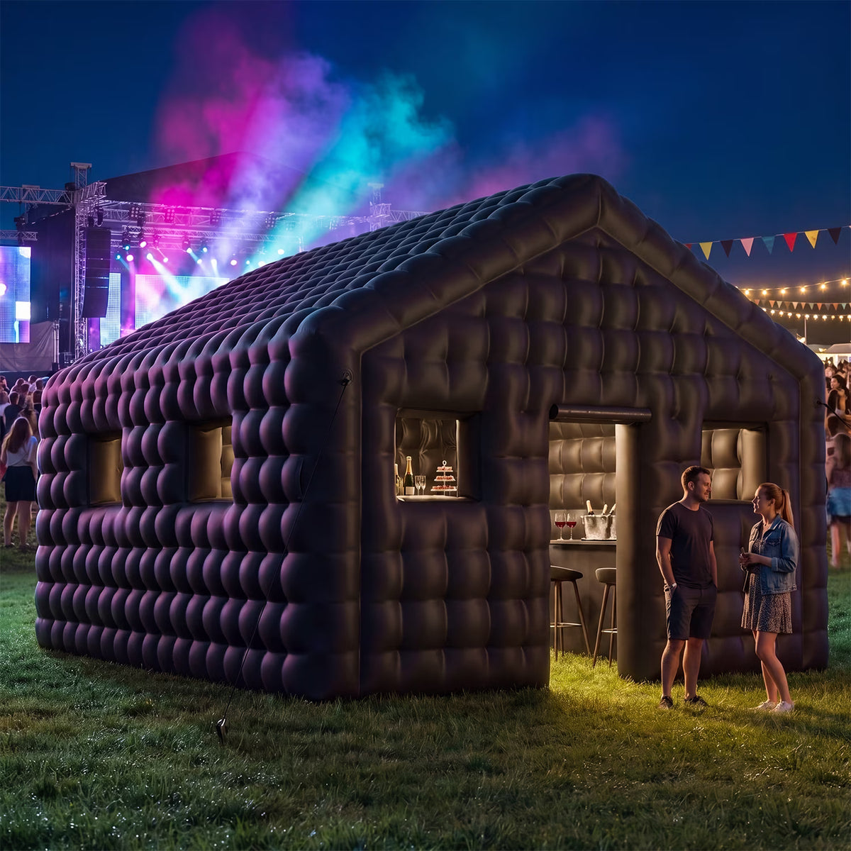 Dateyes 20X16 FT Inflatable Night Club, Large Inflatable Party Tent with 950W Hight Power Blower, Outdoor Nightclub for Adults, Black
