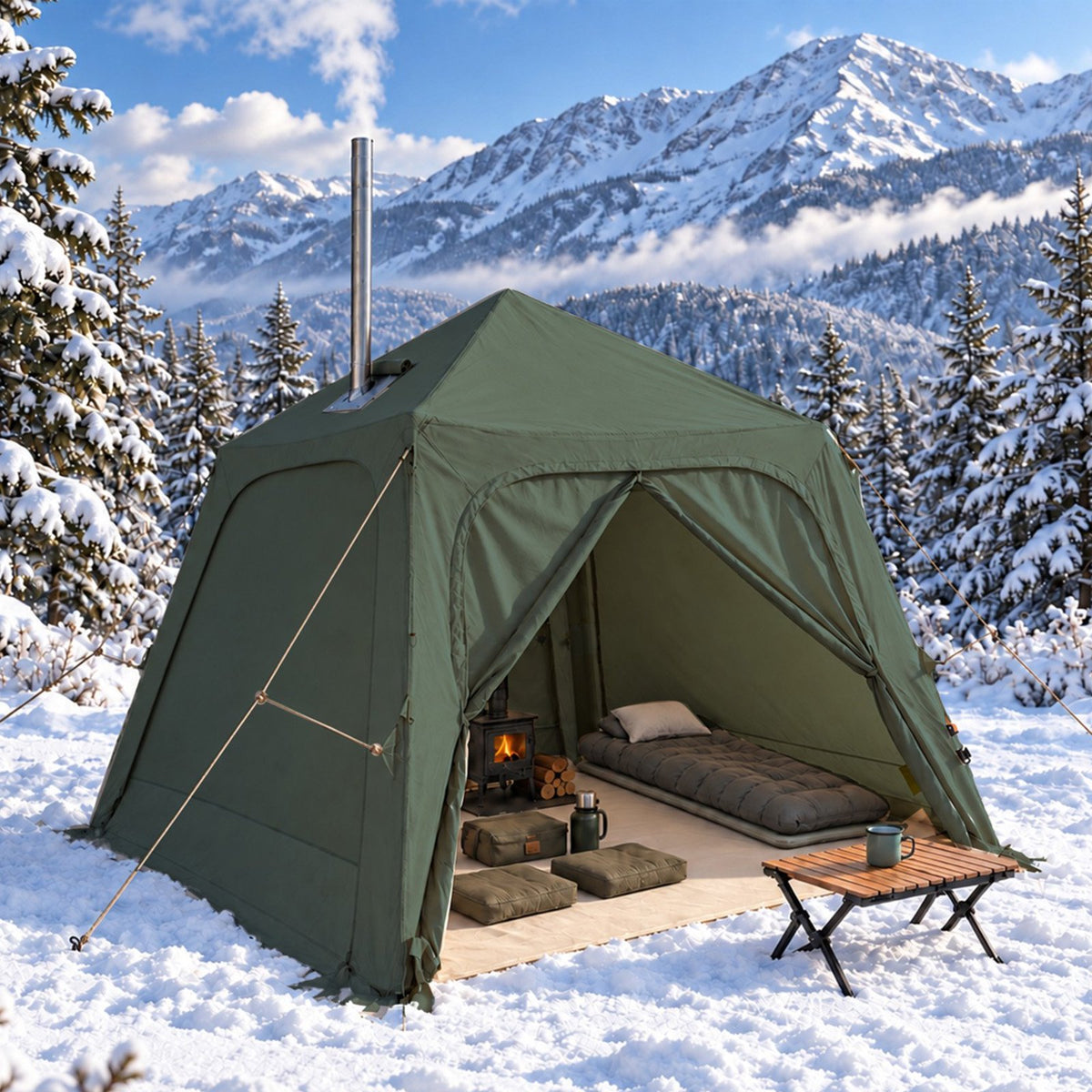 Dateyes Inflatable Camping Tent for 5-7 Person, Quick Blow-up Family Tent, Lightweight Portable Outdoor Shelter for Camping, Beach and Festivals, Green