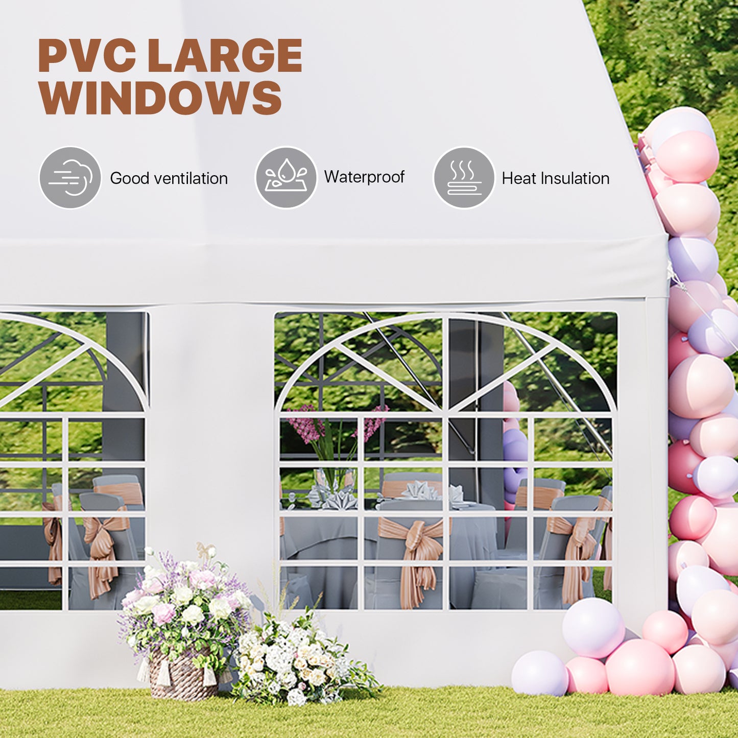 Clouddwell Wedding & Event Tent, 32x16 FT White Canopy with Removable Sidewalls, Waterproof Party Tent for Outdoor Gatherings, BBQ, Birthday, Camping