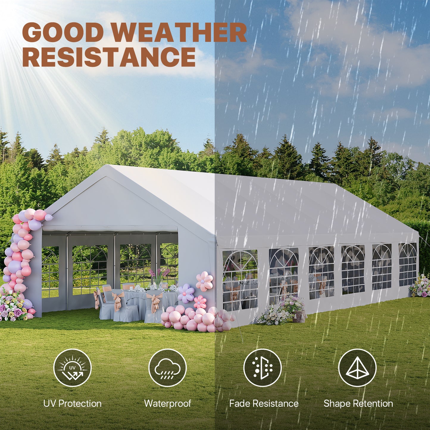 Clouddwell Wedding & Event Tent, 30x20 FT White Canopy with Removable Sidewalls, Waterproof Party Tent for Outdoor Gatherings, BBQ, Birthday, Camping