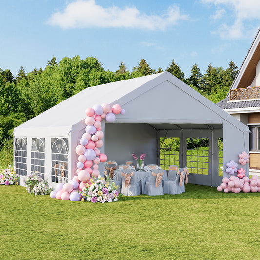 Clouddwell Wedding & Event Tent, 32x16 FT White Canopy with Removable Sidewalls, Waterproof Party Tent for Outdoor Gatherings, BBQ, Birthday, Camping