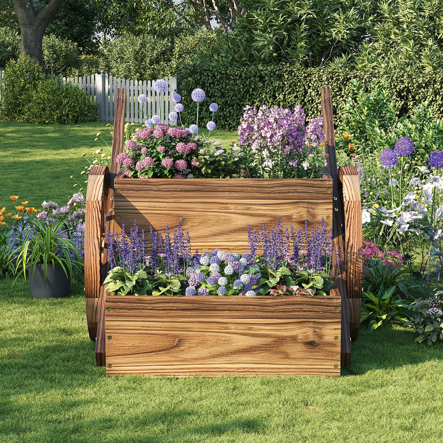 Cloddwell Wood Planter with Hanging Bucket for Flower and Plants