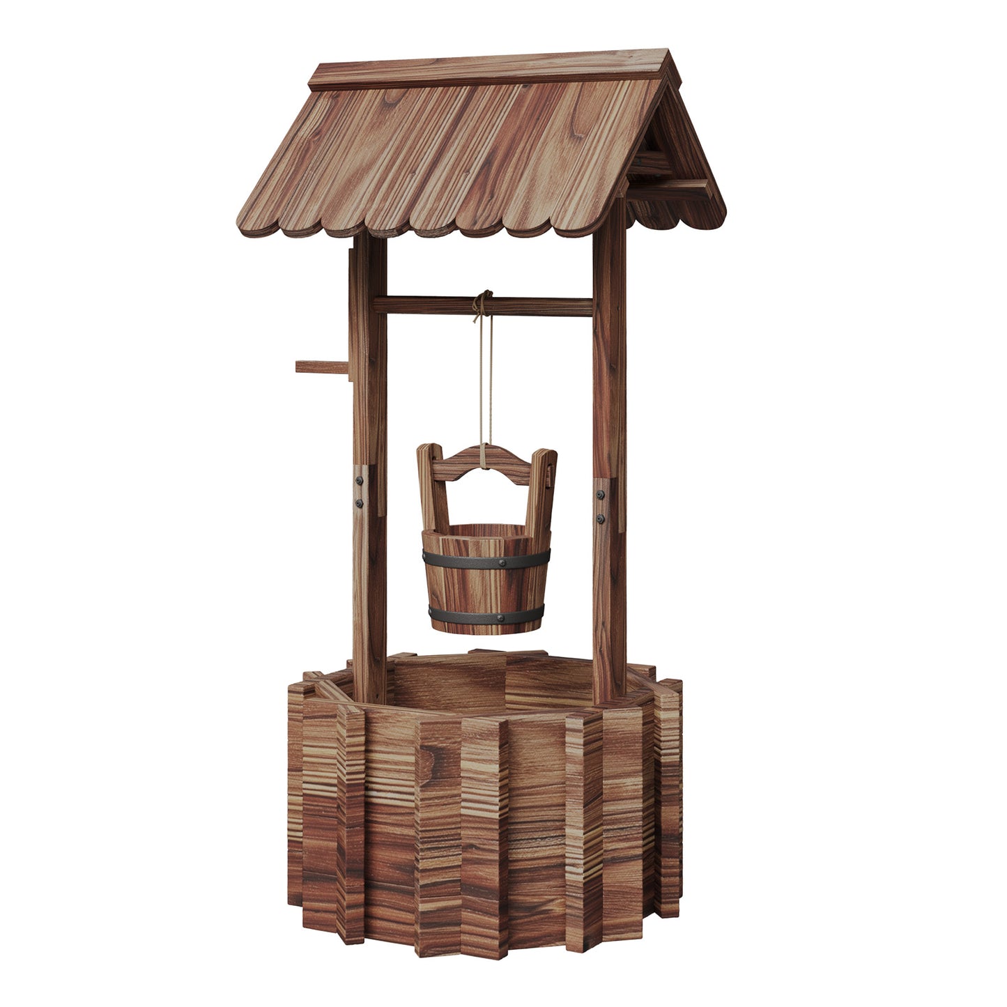 Cloddwell Wood Planter with Hanging Bucket for Flower and Plants