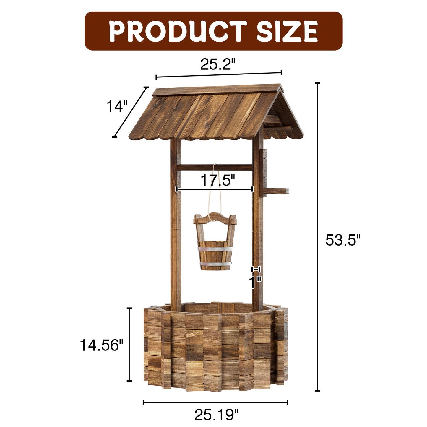 Cloddwell Wood Planter with Hanging Bucket for Flower and Plants