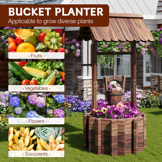 Cloddwell Wood Planter with Hanging Bucket for Flower and Plants