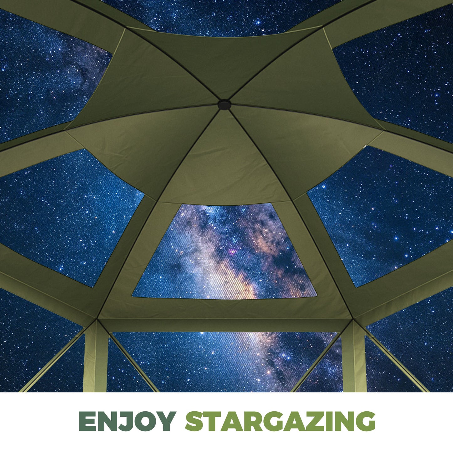 Clouddwell 12'x12' Outdoor Pop Up Gazebo, Screen Tent with Removable Top & Mosquito Netting, Camping Canopy Tent, Waterproof, UV Resistant, Portable Carry Bag, Green