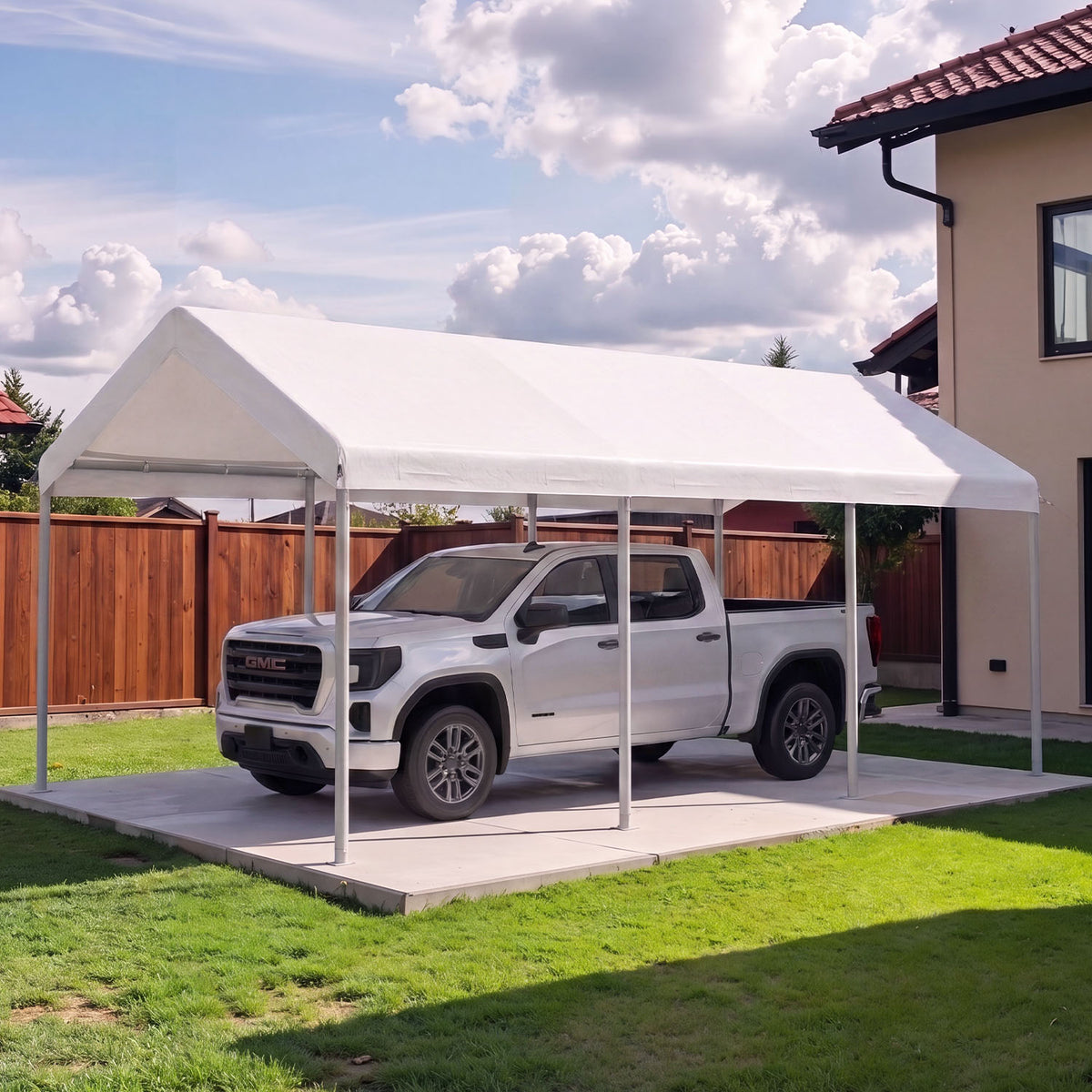 Clouddwell Carport 10x20 FT Heavy-Duty Portable Carport, Outdoor Car Canopy Shelter with Waterproof Tarp & Wind Resistant Design, Galvanized Steel Frame for Vehicle, RV, Boat, Truck Cover (White)
