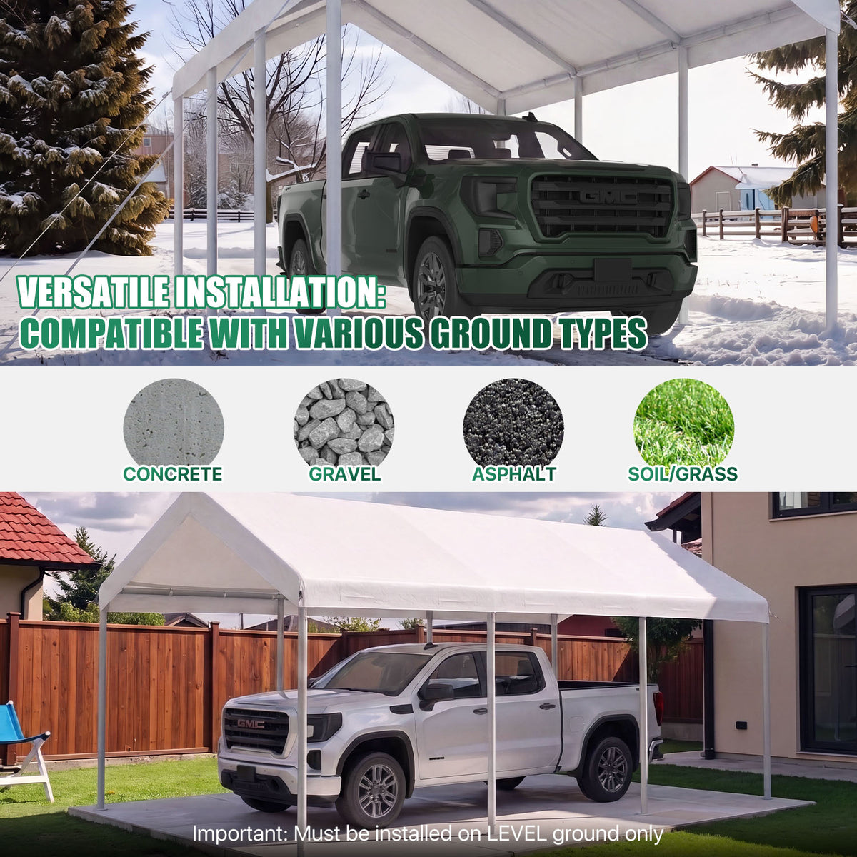 Clouddwell Carport 10x20 FT Heavy-Duty Portable Carport, Outdoor Car Canopy Shelter with Waterproof Tarp & Wind Resistant Design, Galvanized Steel Frame for Vehicle, RV, Boat, Truck Cover (White)