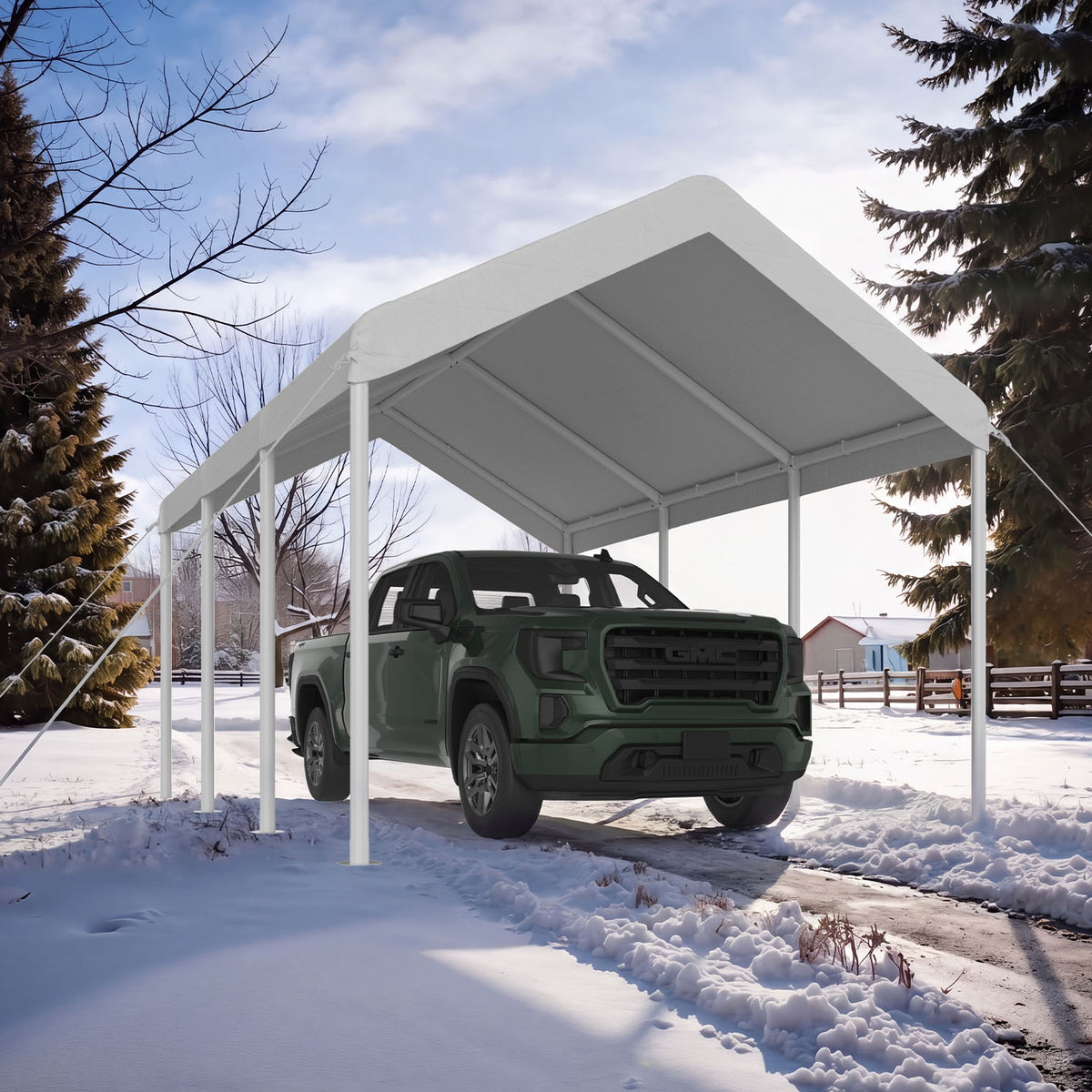 Clouddwell Carport 10x20 FT Heavy-Duty Portable Carport, Outdoor Car Canopy Shelter with Waterproof Tarp & Wind Resistant Design, Galvanized Steel Frame for Vehicle, RV, Boat, Truck Cover (White)