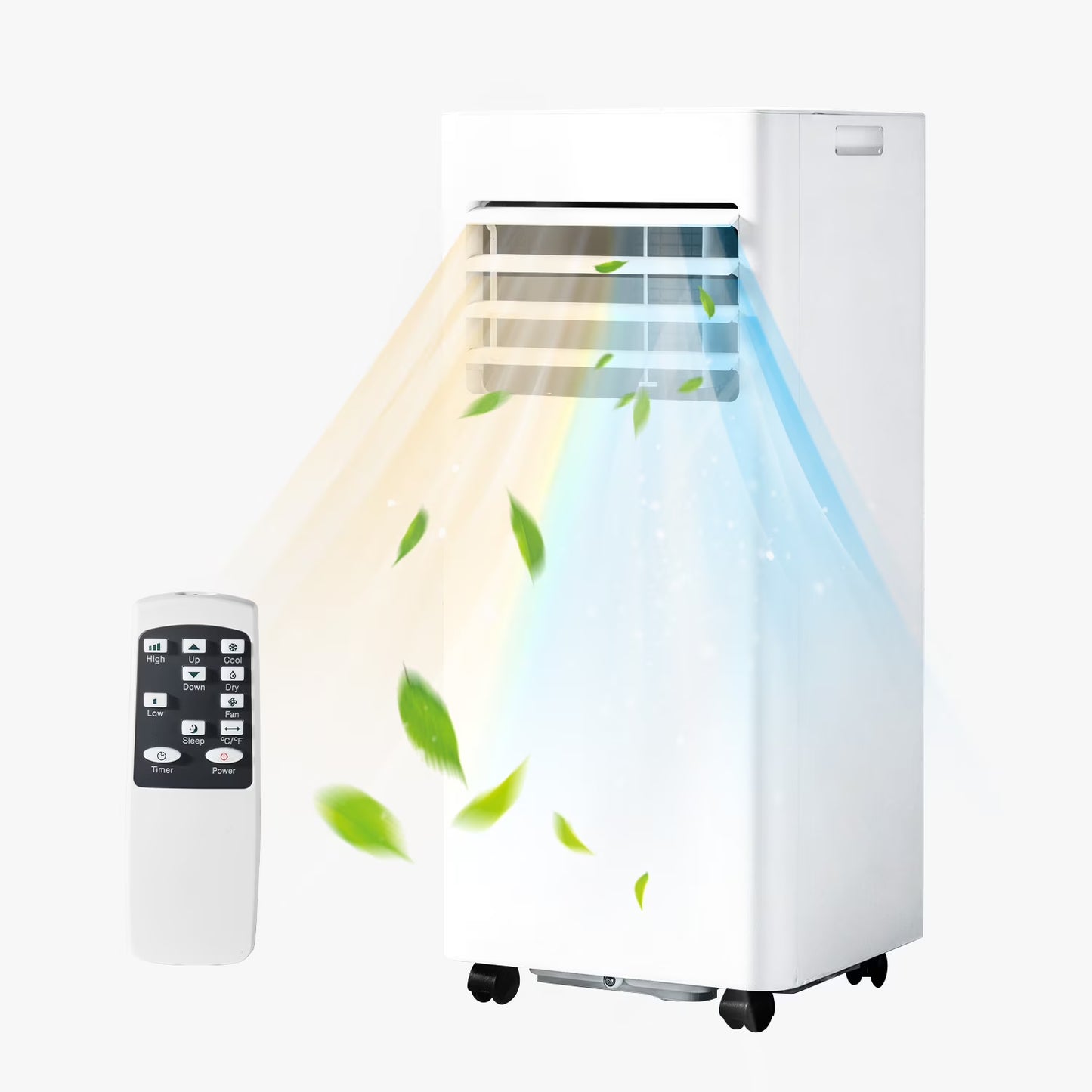 Sunmthink 10000 BTU 5-in-1 Smart Portable Air Conditioner, Standing Cooling & Heating Unit with Remote Control, Cooling, Heating, Dehumidifier & Fan Functions, 55dB Quiet Operation for Indoor Spaces