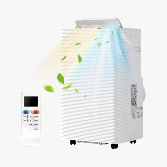 Sunmthink 12000 BTU 5-in-1 Smart Portable Air Conditioner, Standing Cooling & Heating Unit with Remote Control, Cooling, Heating, Dehumidifier & Fan Functions, 55dB Quiet Operation for Indoor Spaces