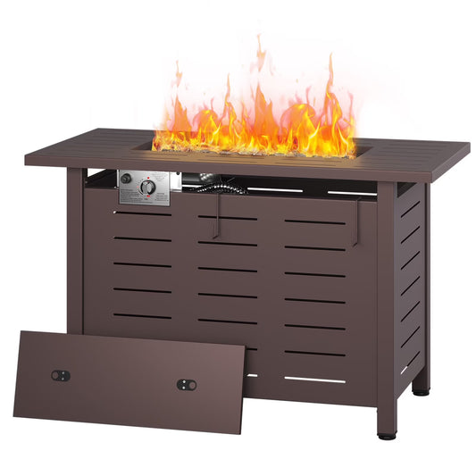 Sunmthink 40" Propane Fire Pit Table 50,000 BTU Steel Gas Fire Table with Waterproof Cover,Brown