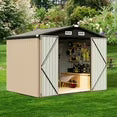 Sunmthink 6.4' x 4' Outdoor Storage Shed with Roof & Lockable Door, Metal Tool Shed for Backyard, Garden