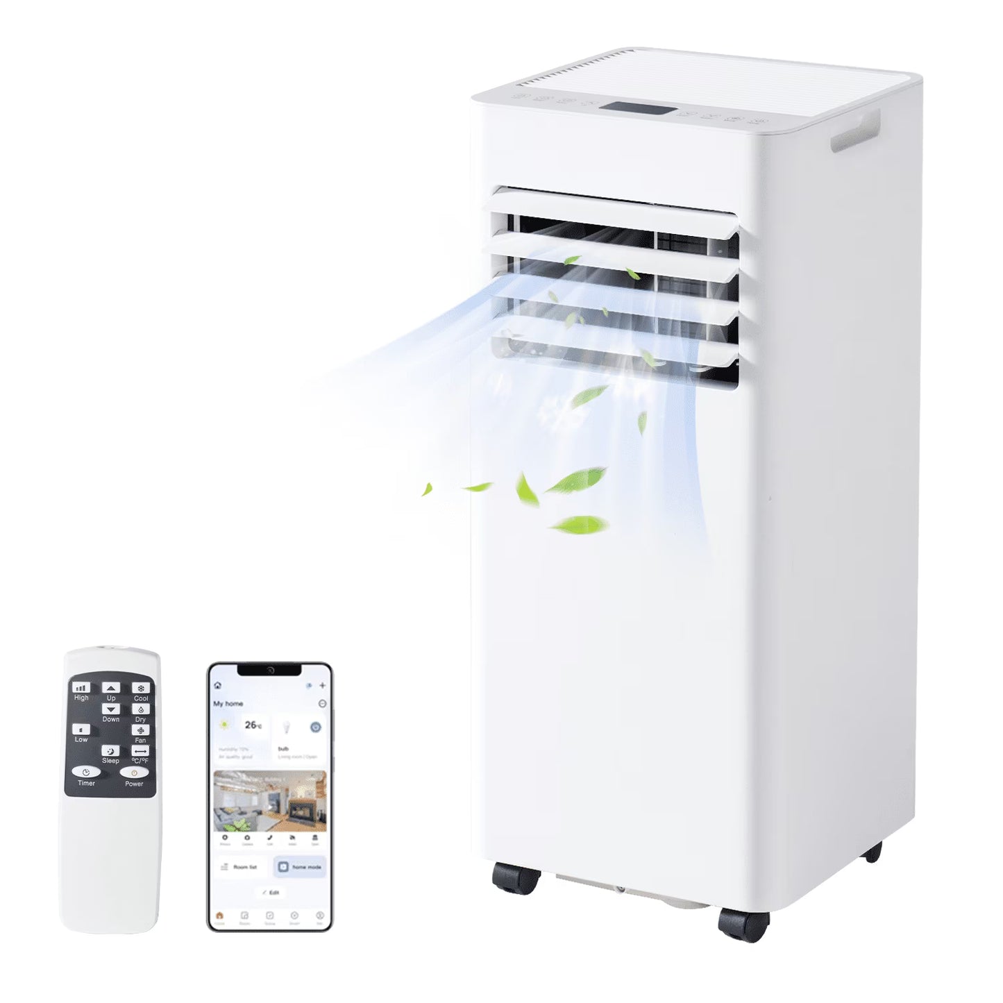YardCache 10000 BTU Portable Air Conditioners, 3-1 Standing Smart Cooling AC , APP/Remote, Cooling, Dehumidifier and Fan, Automatic Unit for Bedroom, 55dB Quiet, Portable AC for Room Indoors