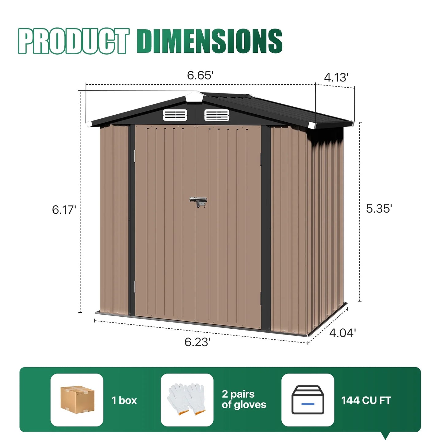 Clouddwell 6 ft. x 4 ft. Outdoor Storage Shed, Metal Garden Shed with Lockable Doors & Sloped Roof for Backyard, Patio, Poolside