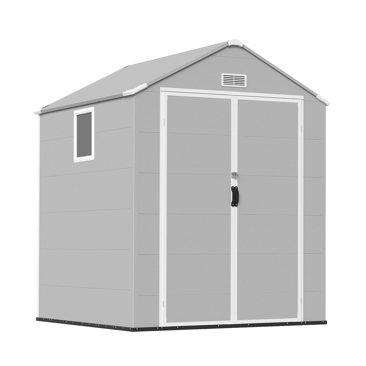 Dateyes 6 x 6 FT Resin Outdoor Storage Shed, Outdoor Sheds with Floor & Window, All-Weather Heavy Duty Plastic Shed for Backyard, Garden, Patio, Light Gray