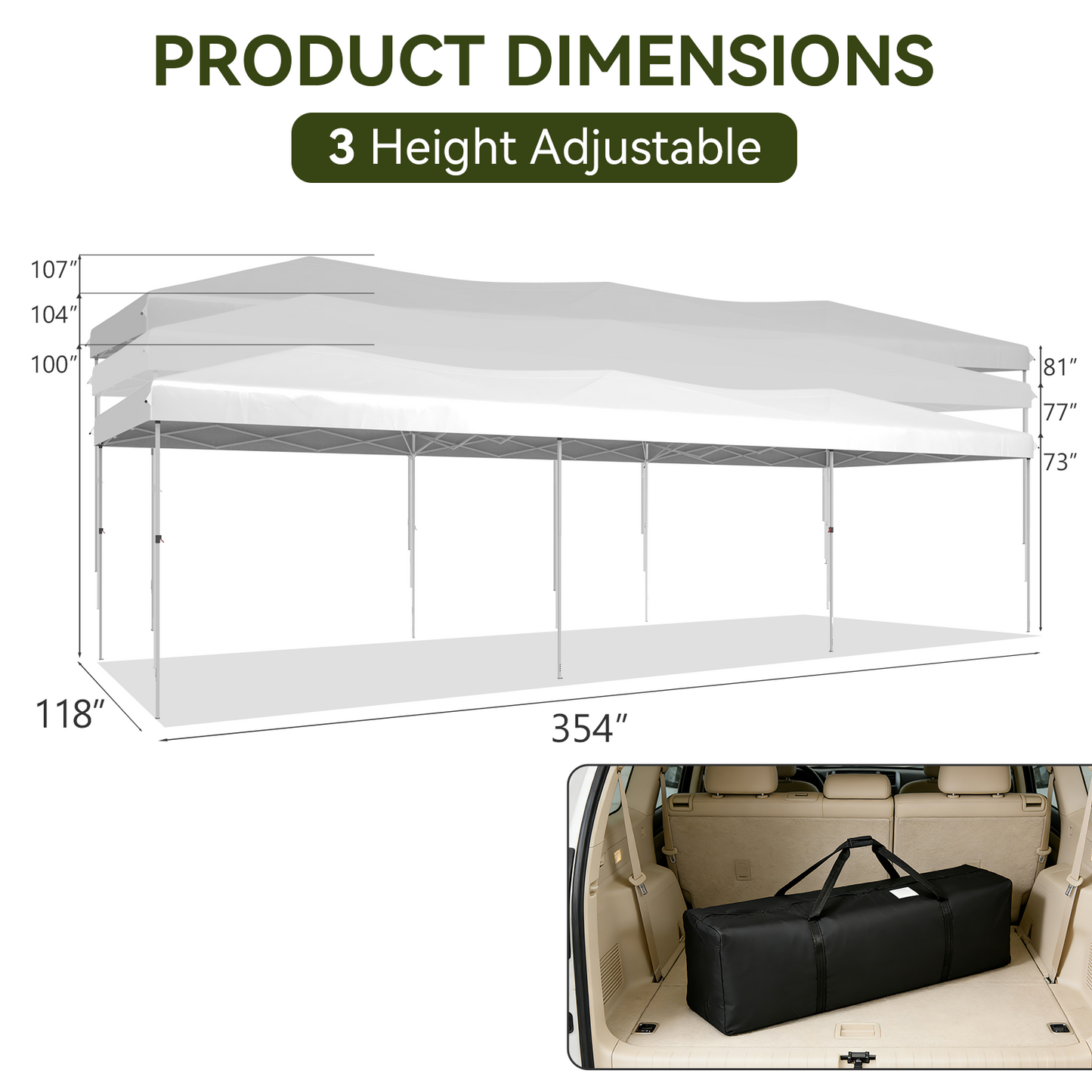 Aoxun 10x30 Pop Up Canopy Tent with 8 Removable Sidewalls, Instant Setup Party Tent Waterproof Outdoor Canopy Featuring 3 Adjustable Heights, Portable Shelter for Parties, Weddings, Commercial
