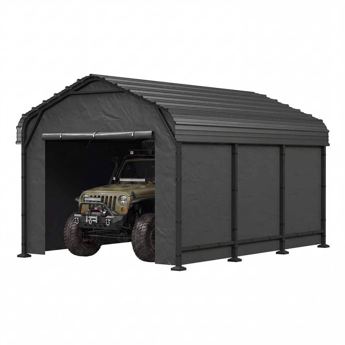 Clouddwell 10x15FT Heavy Duty Metal Carport, Carport Canopy with Sidewalls, Enclosed Car Garage, Outdoor Storage with Reinforced Frame & Galvanized Roof, Garage Shelterf for Car, Pickup, Truck, Boat