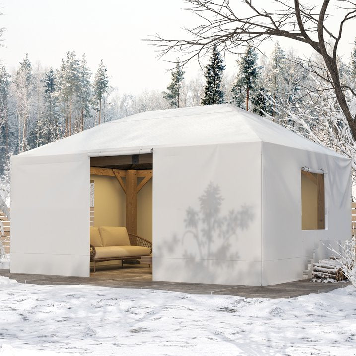 Sunmthink 12'x16' Double Top Gazebo Cover - 4-Season Enclosed Protection with Mesh Sidewalls & Waterproof Design,White (Gazebo Not Included)