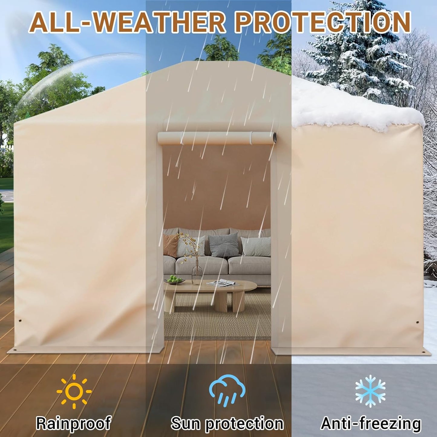 Clouddwell 10'x12' Universal Winter Gazebo Cover Plus, Waterproof Enclosed Cover with Sidewalls & Ventilated Mesh Windows